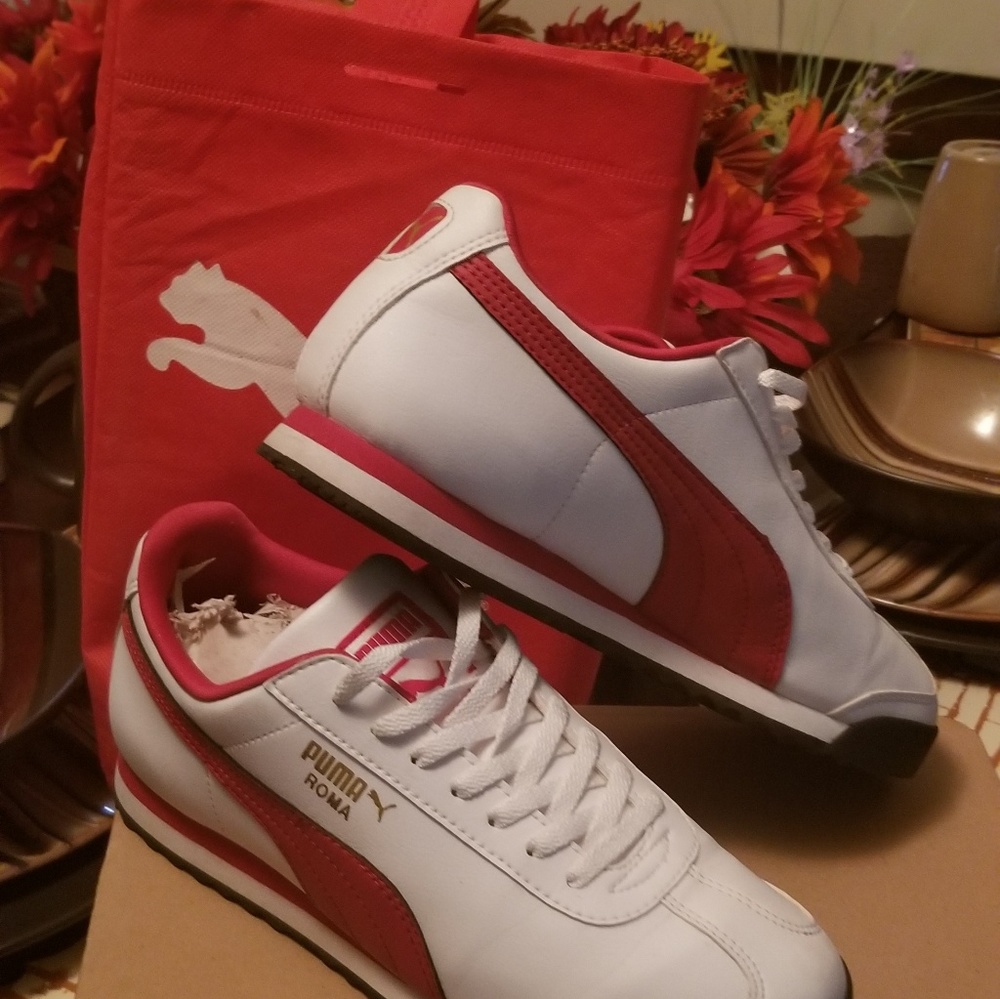 Puma Roma Basic, white-red-gold